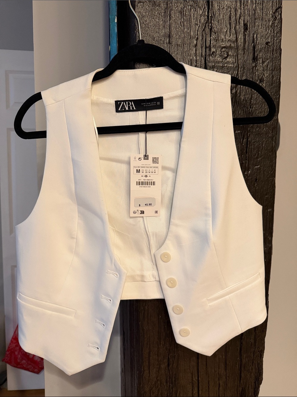 ZARA White Tailored Sleeveless Vest